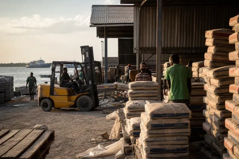 Building materials at Maruhubi supply infrastructure — Zanzibar
