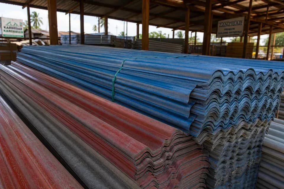 Stacked corrugated roofing sheets