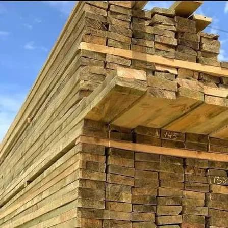 Stacked structural pine softwood sections for framing and construction