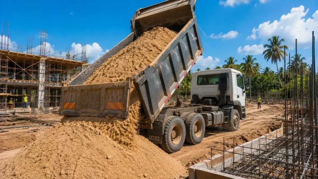 Tipper truck on a Zanzibar construction site